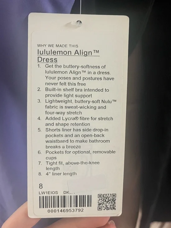 LULULEMON NWT ALIGN DRESS DARK LAVENDER PURPLE ACTIVE TENNIS GOLF - Picture 9 of 9